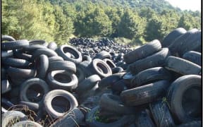 An illegal tyre dump in Waikato