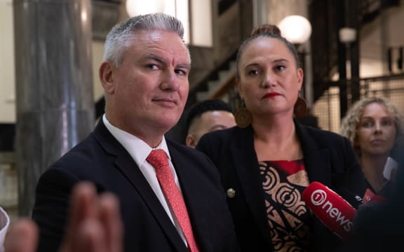 Deputy Prime Minister Carmel Sepuloni and Deputy Party Leader Kelvin Davis speak to media following the resignation of Meka Whaitiri