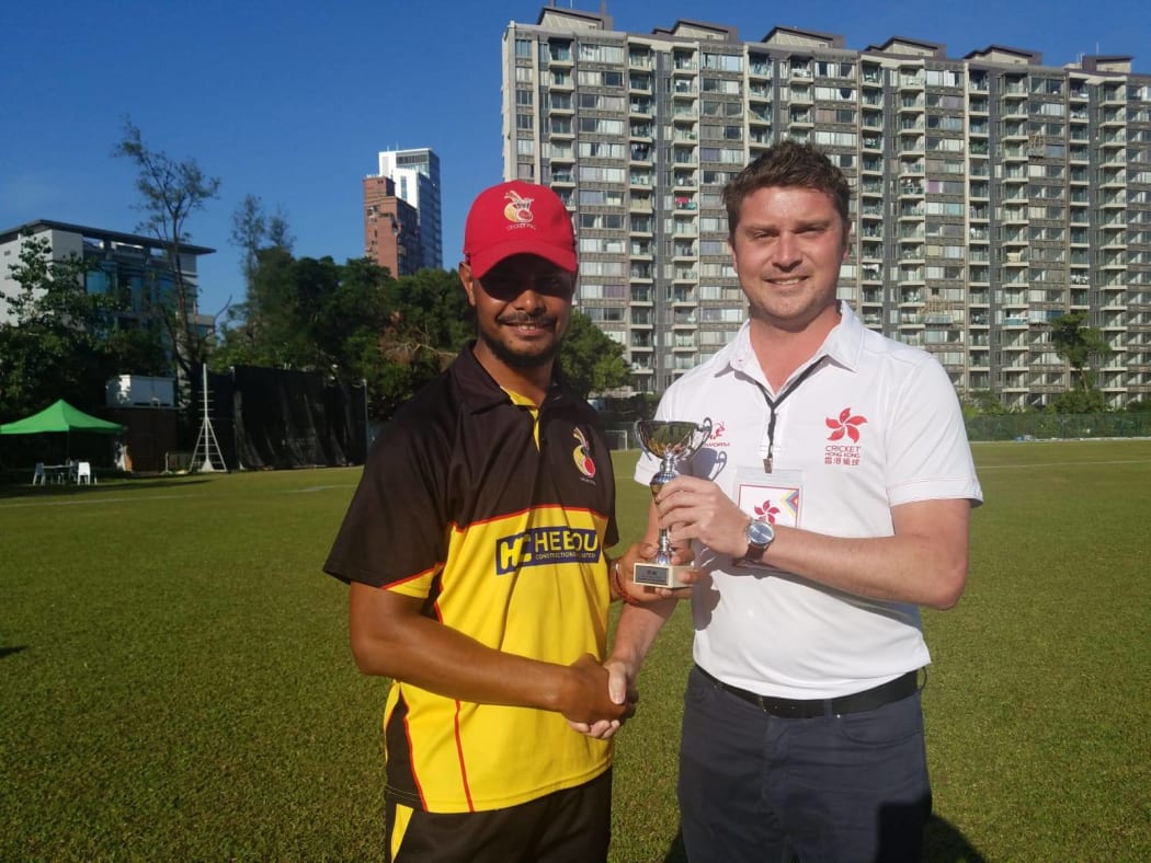 Man of the match Norman Vanua starred with bat and ball for PNG.