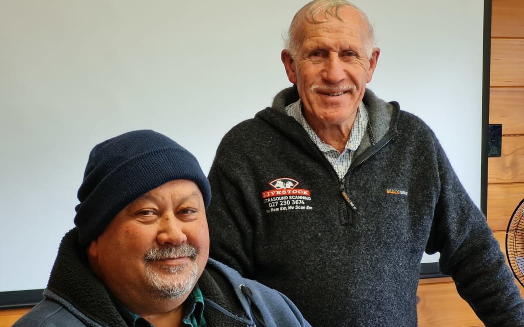 Rangitāne kaumātua Mike Kawana (seated) and Manahi Paewai (standing).