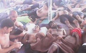 Protest at Australian-run asylum seeker detention centre on Manus Island, PNG