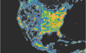 Light pollution in North America