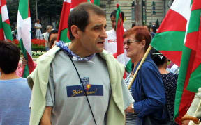 (FILES) This file photo taken on August 23, 2002 shows former ETA activist and pro-independence Basque nationalist  Jose Antonio Urrutikoetxea, alias "Josu Ternera", during a demonstration against the expected illegalisation in Bilbao.