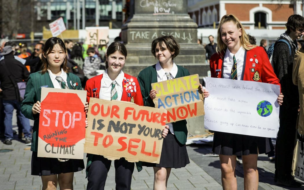 The School Strike for Climate Action march in Christchurch on September 23, 2022.