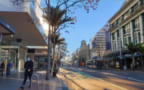 The usually bustling Queen Street in Auckland during level 3 lockdown.