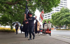 The Māori Party "car-koi" arrives at Parliament