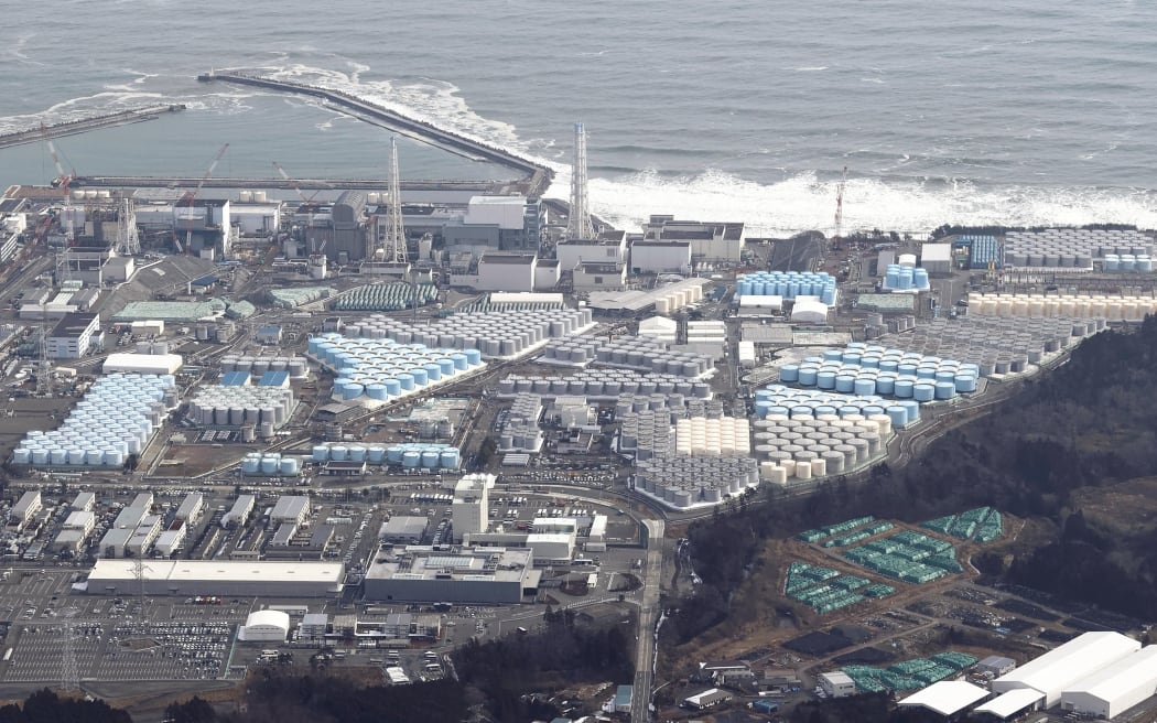 An aerial photo shows Fukushima No.  1 Nuclear Power Plant in Okuma town, Fukushima Prefecture on February 12, 2022. The nuclear plant was damaged by a massive tsunami during the Great East Japan Earthquake on March 11, 2011. The crippled nuclear station has been under decommissioning.  (The Yomiuri Shimbun) (Photo by Toshikazu Sato / Yomiuri / The Yomiuri Shimbun via AFP)