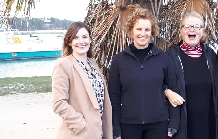 Lucy Carter, Dr Wendy Saunders and Diane Bradshaw at Omokoroa, Bay of Plenty.