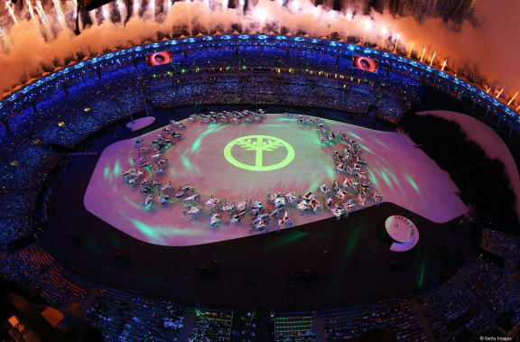 A view from above the Rio 2016 Olympics opening ceremony.