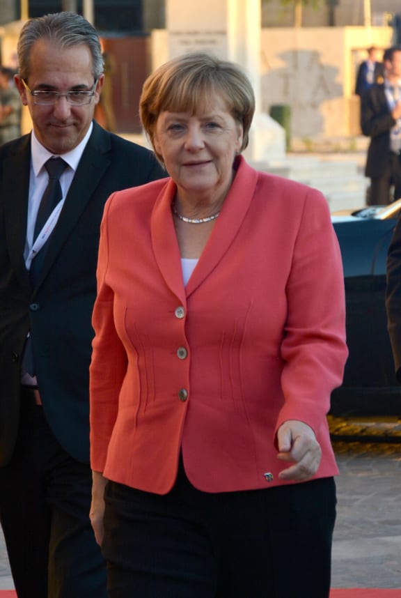 Germany's Chancellor Angela Merkel arrives in La Valletta for the European Union - Africa Summit on Refugee crisis