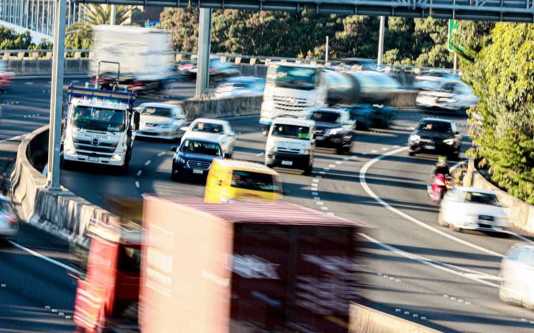 Traffic including trucks on Auckland motorway