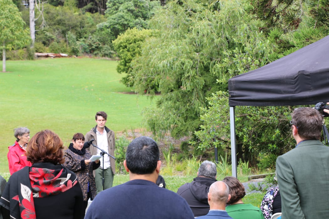 Whau Local Board chairperson Kay Thomas at the unveiling of Tahurangi/Crum Park