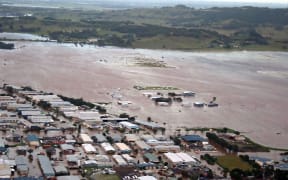 An aerial view of Lismore, northern NSW after flooding from heavy rain following Tropical Cyclone Debbie.