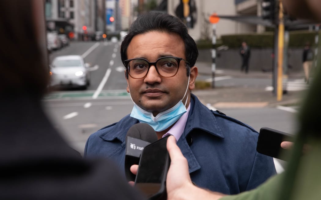 Dr Gaurav Sharma arrives at parliament before a caucus meeting that will determine if he is expelled from the Labour Party