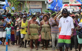 Bougainvilleans queue for polling in the autonomous PNG region's historic independence referendum, 24 November 2019.