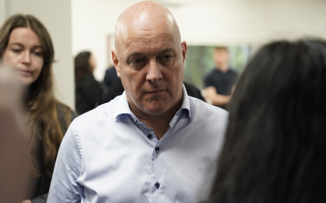National Party leader Christopher Luxon at North Shore Budgeting Service on 18 September, 2023.