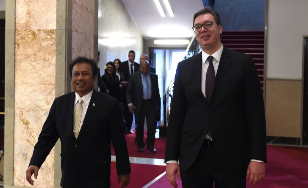 Palau President Tommy Remengesau meets Serbian President Aleksander Vucic.