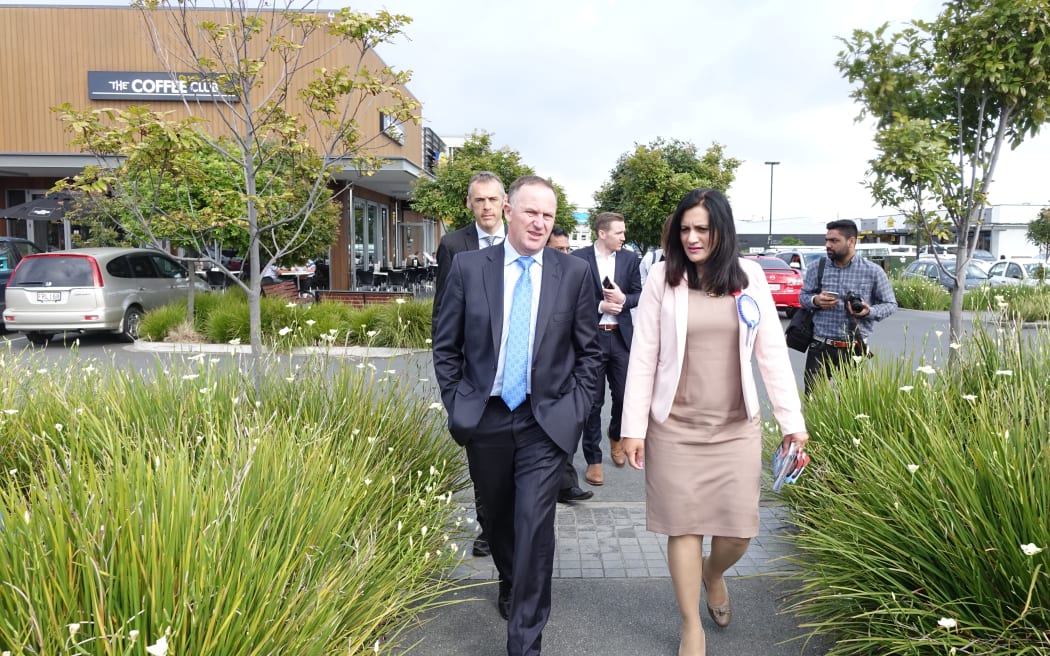 John Key and Parmjeet Parmar on the campaign trail ahead of the Mt Roskill by-election.
