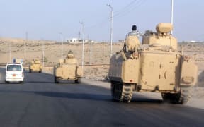 Egyptian armoured vehicles in the Sinai Peninsula .
