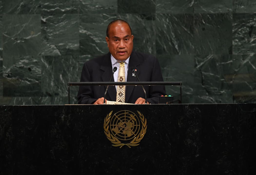 Taneti Maamau, President and Head of Government of the  Republic of Kiribati speaks during the 72nd session of the General Assembly at the United Nations in New York on September 22, 2017. (Photo by TIMOTHY A. CLARY / AFP)