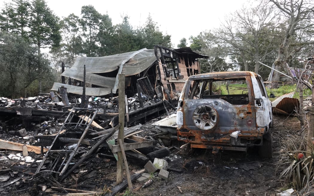Little remains of Arnold Kalnins' home near Kaikohe after Friday night's fire.