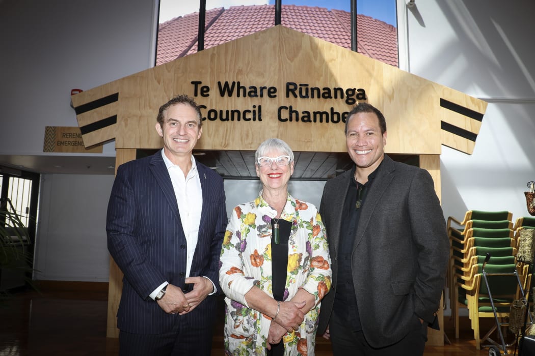 Tourism Minister Stuart Nash, Rotorua Mayor Steve Chadwick, and Labour MP Tamati Coffey.