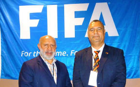 New PNG Football Association John Kapi Natto and Vice President John Wesley Gonjuan.