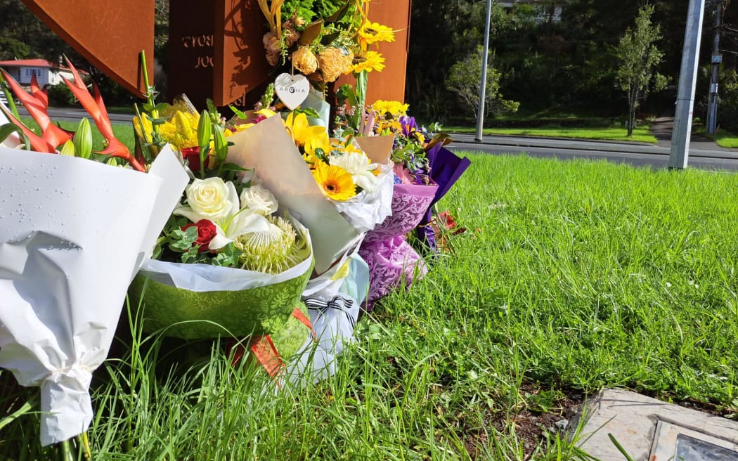 Flowers outside Whangārei Boys' High School in tribute to the student who died on Tuesday on a school trip to Abbey Caves.