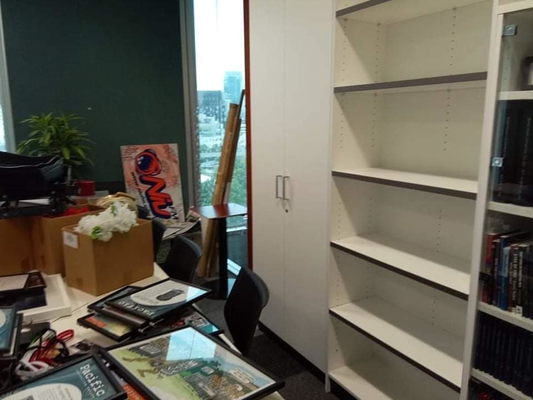 The former office of the Pacific Media Centre at Auckland University of Technology was abruptly emptied of its contents in early 2021.