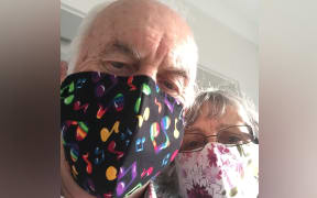 Roger and his wife share a selfie of their homemade face masks for Checkpoint.