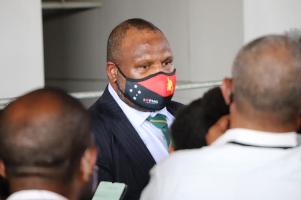 Papua New Guinea's Prime Minister James Marape addresses media after being the first in his country to receive the AstraZeneca Covid-19 vaccine. Port Moresby, 30 March, 2021.