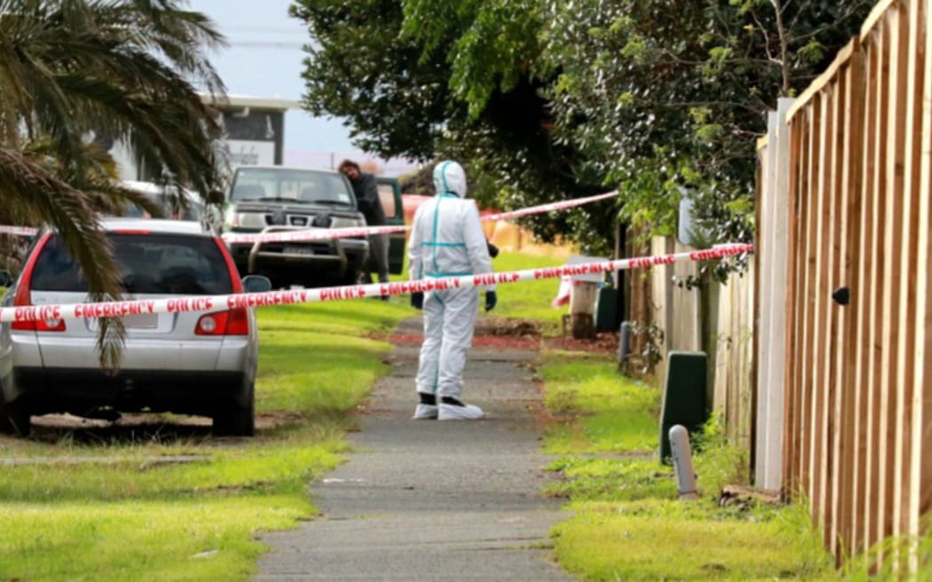 Police set up cordons after two bodies were found at a property on Peter Snell Drive in Northland on 15 May, 2023.