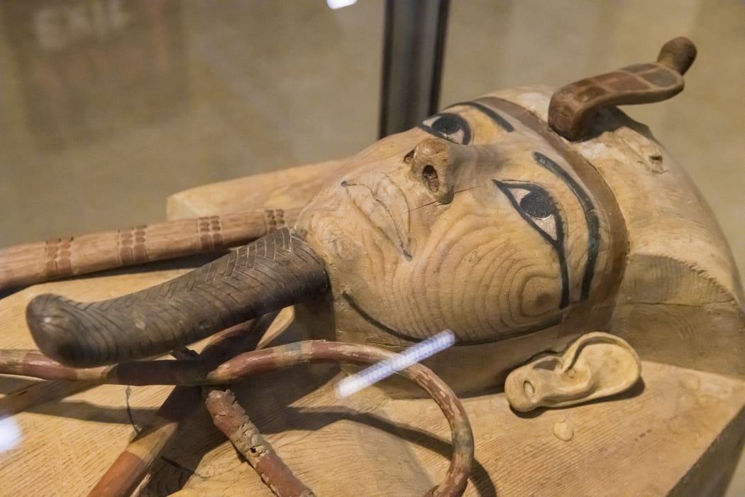 The cedar wood coffin of the pharaoh Rameses II, before being shifted from the Egyptian Museum in Cairo.