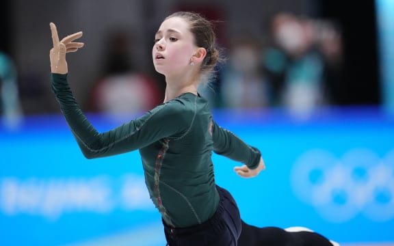 Kamila Valieva, Russian Olympic Committee figure skater, attended the training session in Beijing, China on February 12, 2022.