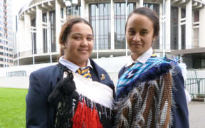 Turakina head girl Te Arihi Leaf, left, and deputy head girl Brooke Rangitawa.