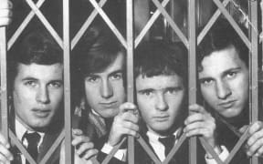 The Bluestars - Murray Savidan, John Harris, Jim Crowley and Rick van Bokhoven in 1965, taken in the old Farmers building in Auckland's Hobson Street