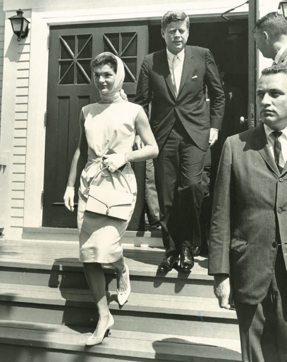 Keeping a watchful eye as President
and Mrs. Kennedy exit St. Francis
Xavier Church in Hyannis Port.