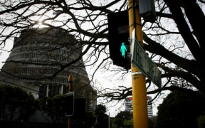 Kate Sheppard crossing outside the Beehive.