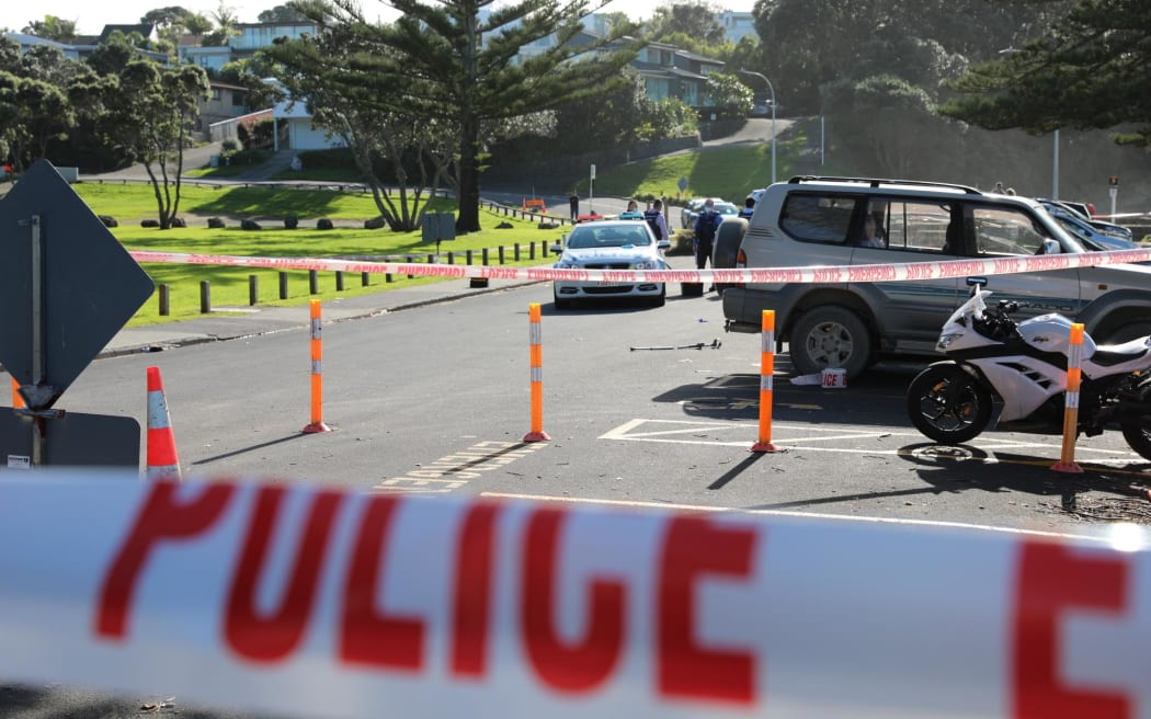 A police cordon after an incident at Murrays Bay on the North Shore on 23 June 2022.