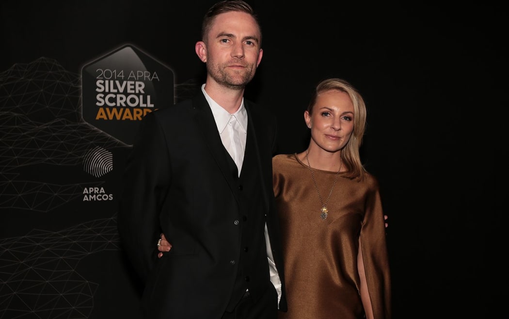 Joel Little and wife Gemma Robinson at the 2014 Silver Scroll Awards.