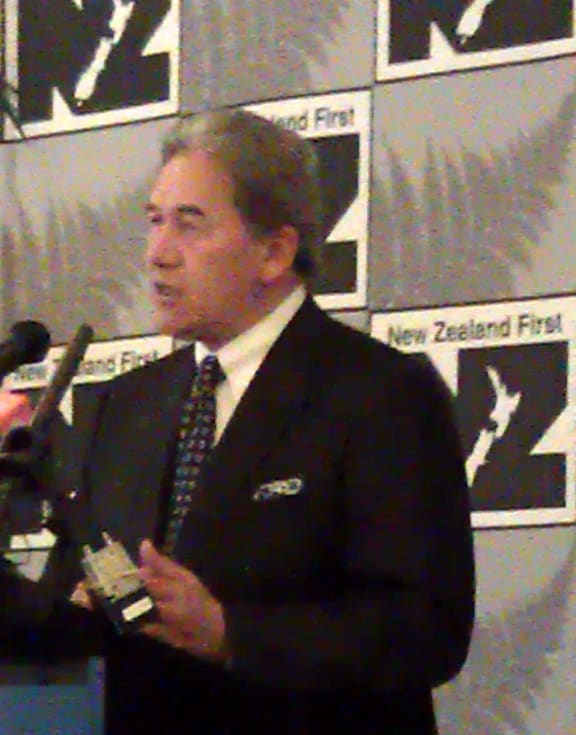 Winston Peters delivering his speech at New Zealand First's annual conference.