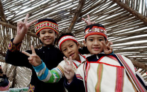 A group of Austronesian children in Taiwan.