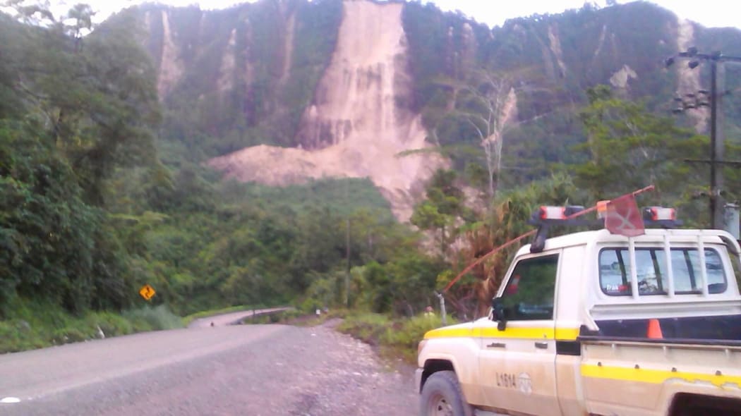 Landslide near the Ok Tedi Copper/Gold mine in Western Province.