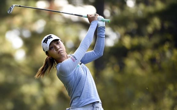 Lydia Ko of New Zealand tees off on the fourth hole during round one of the 2020 LPGA Drive On Championship on October 22, 2020 in Greensboro, Georgia.