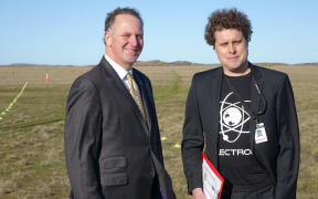 John Key and Rocket Lab chief executive, Peter Beck, at the proposed site for new launch pad.
