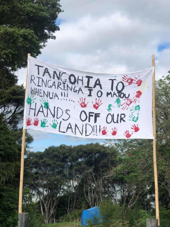 The Ngāpuhi protestors camp on Puketiti, an old headland in the Bay of Plenty town of Opua which was sold for a housing development earlier this year.
