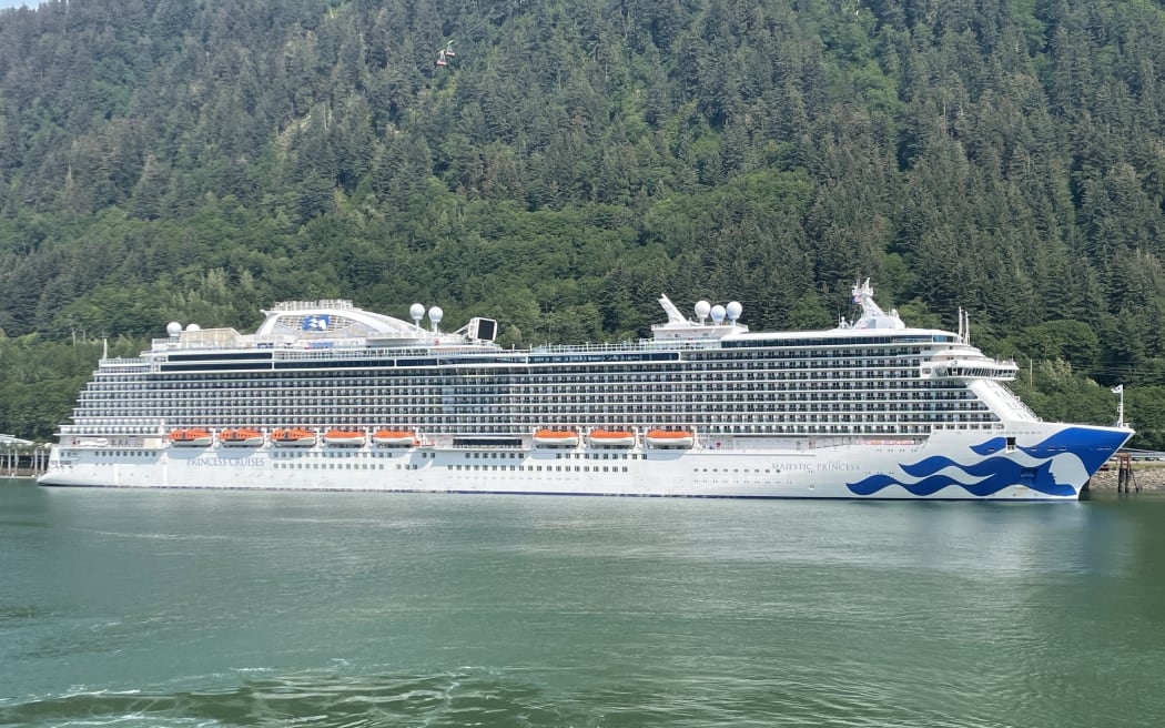 The Majestic Princess cruise liner moored in Juneau, Alaska.