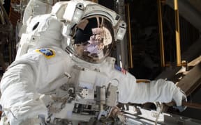 Mike Hopkins during the first spacewalk.