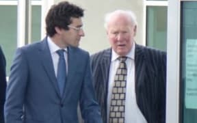 Edward Sullivan (on right) arriving at the High Court in Timaru.