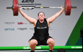 New Zealand's Laurel Hubbard.
Weightlifting, Women's +90kg 2018. Carrara Sports Hall. Commonwealth Games, Gold Coast, Australia.